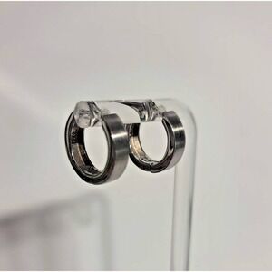 Sterling Silver 925 Small Hoop Huggie Earrings 17.3mm Round Minimalist 4.87g
